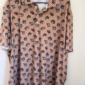 Men's Casual Patterned Shirt - Tan and Green